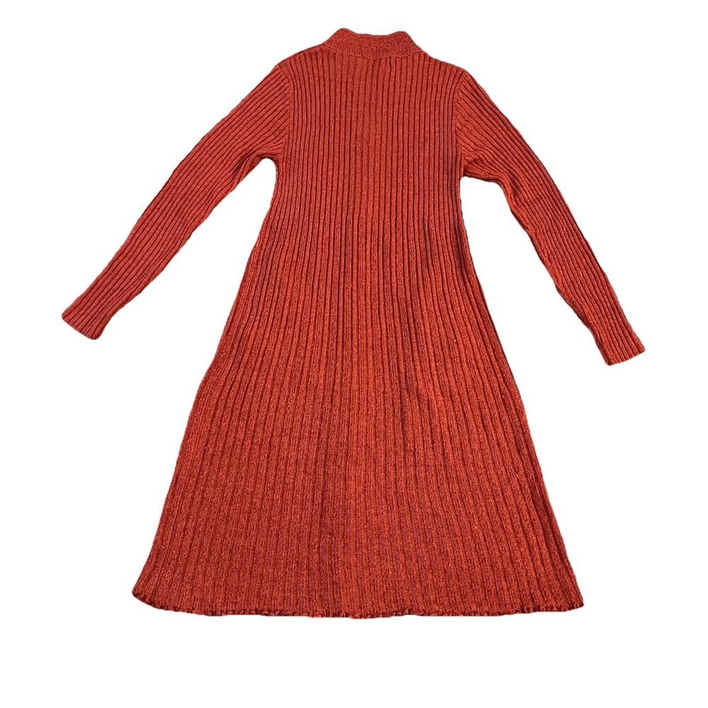 Vintage April Cornell Sweater Cardigan Midi Dress Small Wool Blend Pocket Rust - Picture 2 of 4